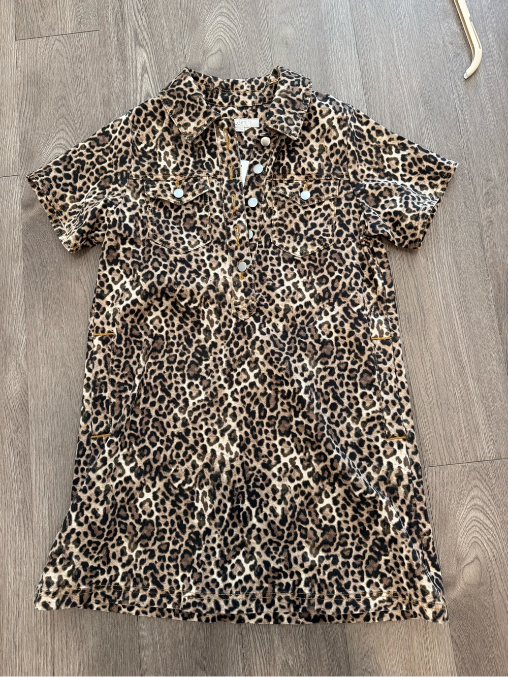 LOFT Women’s Dress - Short Sleeve Leopard Print - Brown & Black